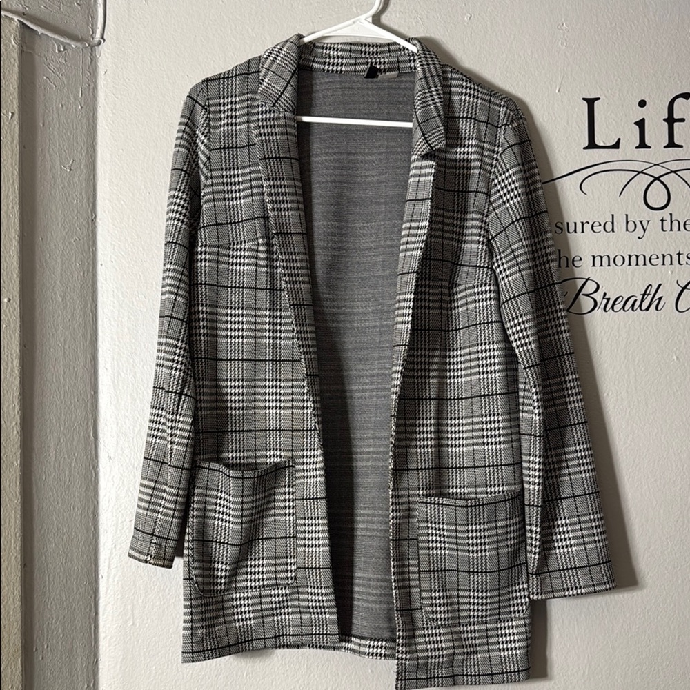 H&M Black and White Checkered Blazer
